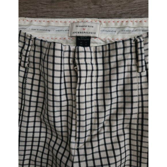 ANTHROPOLOGIE Essential Slim Pants Size 4 Womens Black/White Checkered Stretchy - Picture 4 of 9